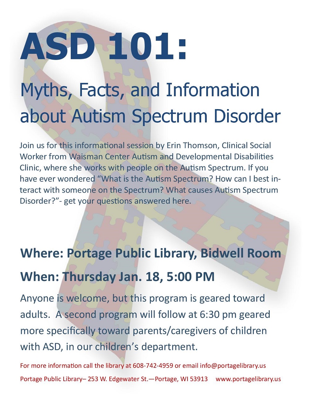 Autism Spectrum Disorder 101 Portage Public Library